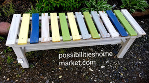 Multi Color Slatted Bench