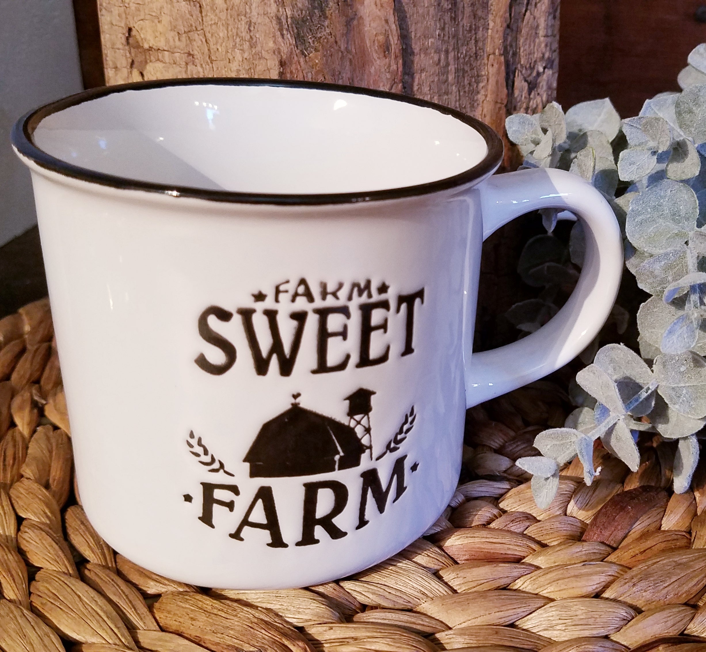 Farmhouse Latte Mug, Handmade Pottery