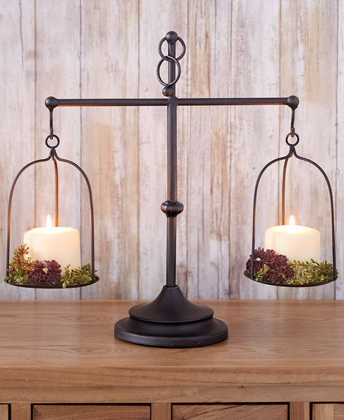 Collections Etc Vintage-Style Farmhouse Scale Candle Holder, Size: Black - 18 x 16.25 x 6.25