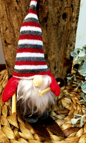Plush Gnome Skier Christmas Ornament