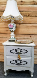 Vintage French Provincial 2 Drawer Nightstand