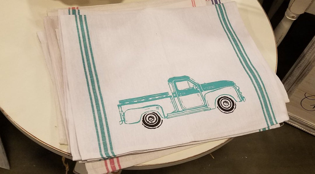 Vintage Truck Flour Sack Style Hand Towel